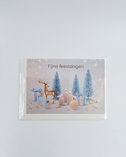 Wenskaart kerstboom en hertje (F13121)