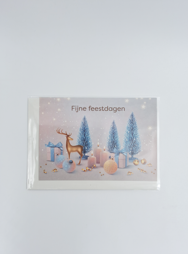 Wenskaart kerstboom en hertje (F13121)