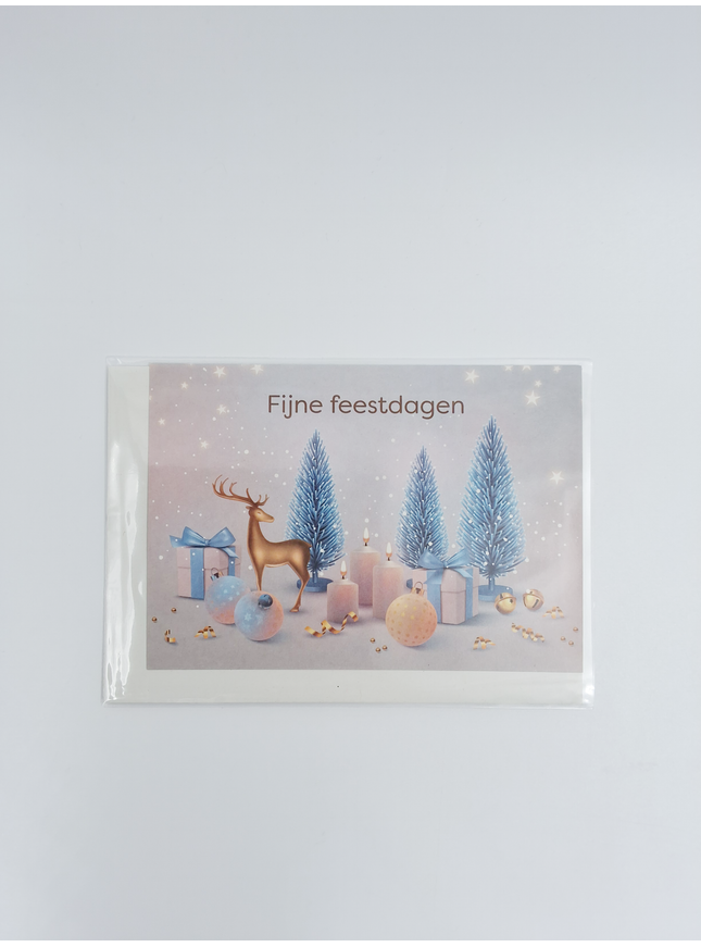 Wenskaart kerstboom en hertje (F13121)
