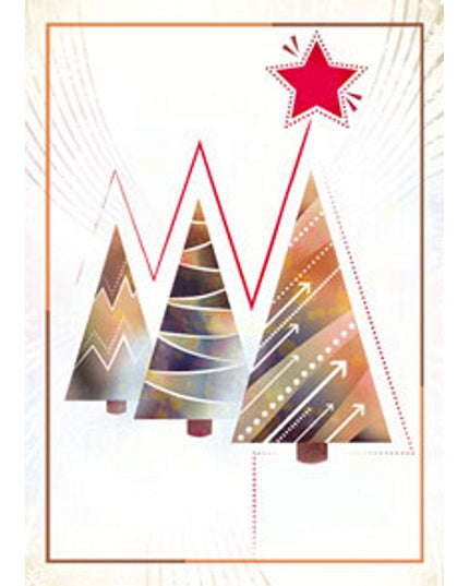 Wenskaart eco-lam. drie kerstbomen (F13922)