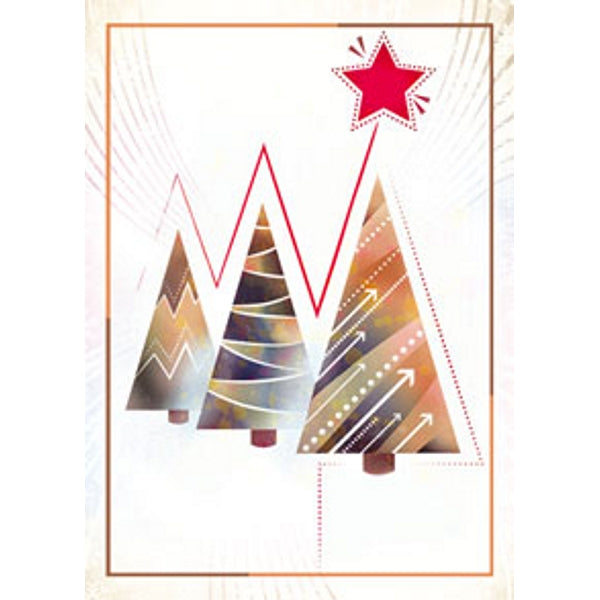 Wenskaart eco-lam. drie kerstbomen (F13922)