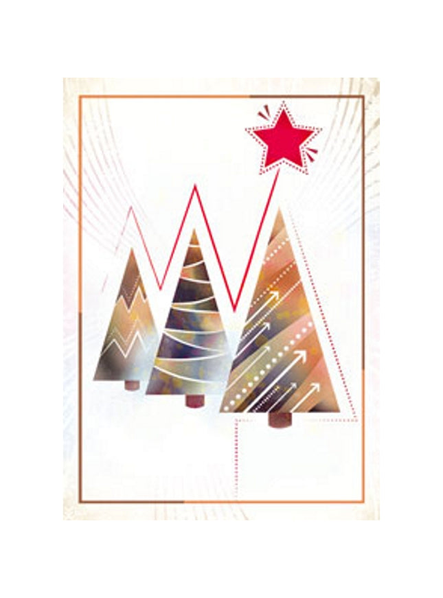 Wenskaart eco-lam. drie kerstbomen (F13922)