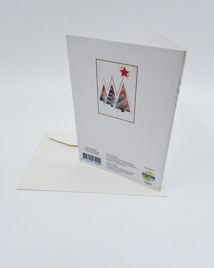 Wenskaart eco-lam. drie kerstbomen (F13922)