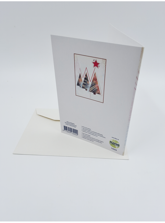 Wenskaart eco-lam. drie kerstbomen (F13922)