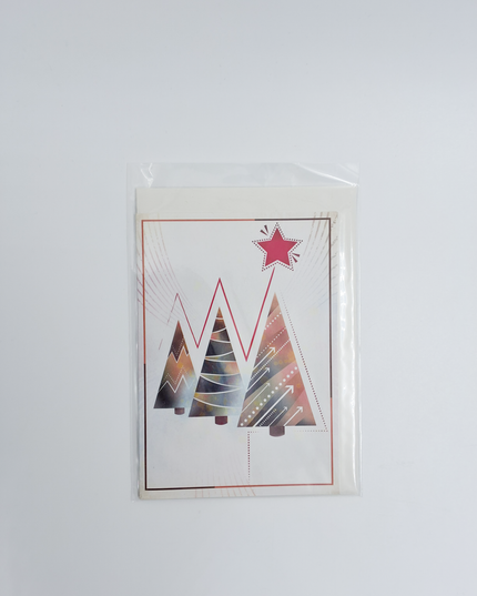 Wenskaart eco-lam. drie kerstbomen (F13922)
