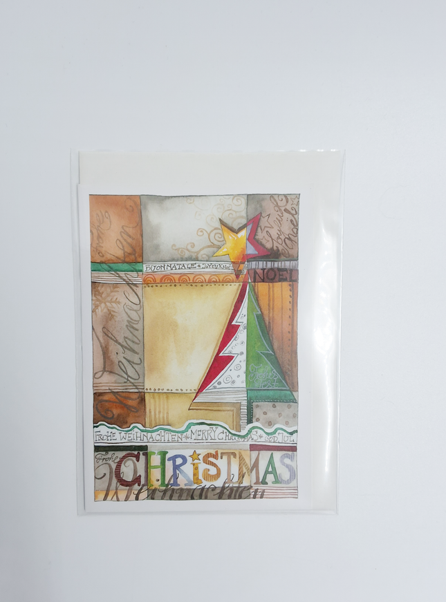 Wenskaart eco-lam. kerstboom "Christmas" (F13923)