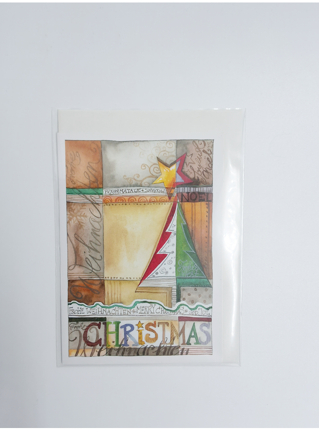 Wenskaart eco-lam. kerstboom "Christmas" (F13923)