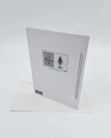 Wenskaart eco-lam. Meisje met cadeautjes (F13944)
