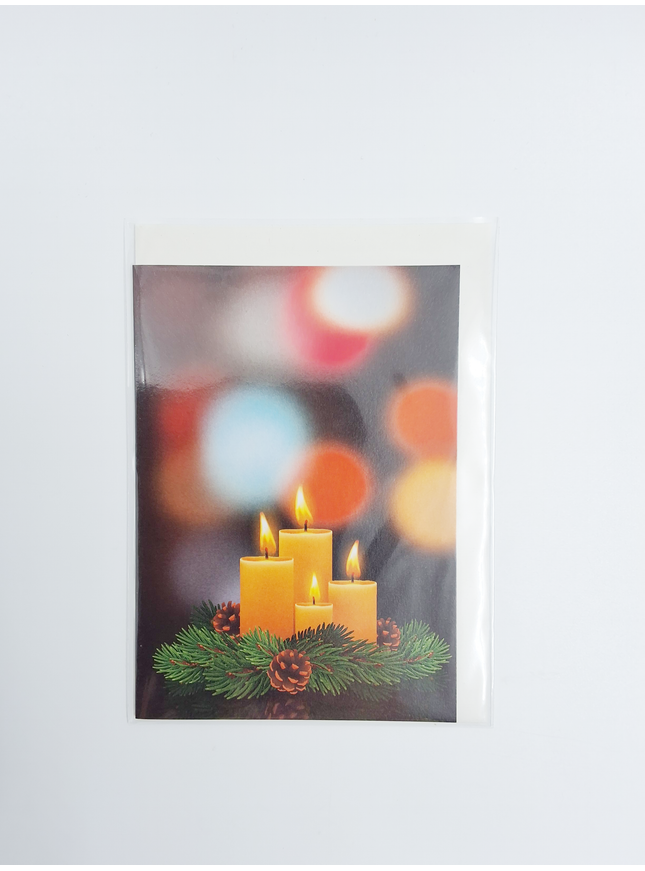 Wenskaart eco-lam. Advent kaarsen (F13947)