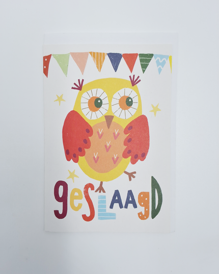Wenskaart geslaagd uil (F15002)