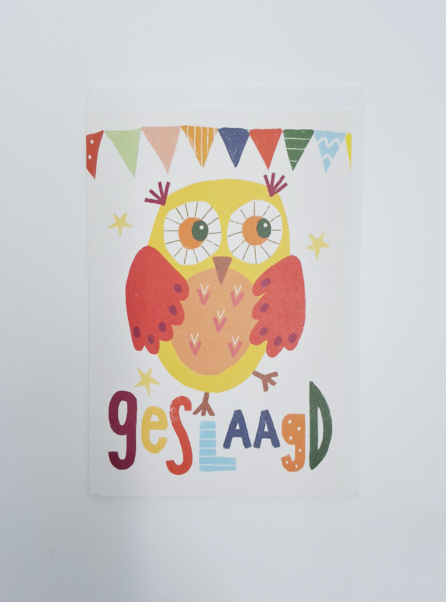 Wenskaart geslaagd uil (F15002)