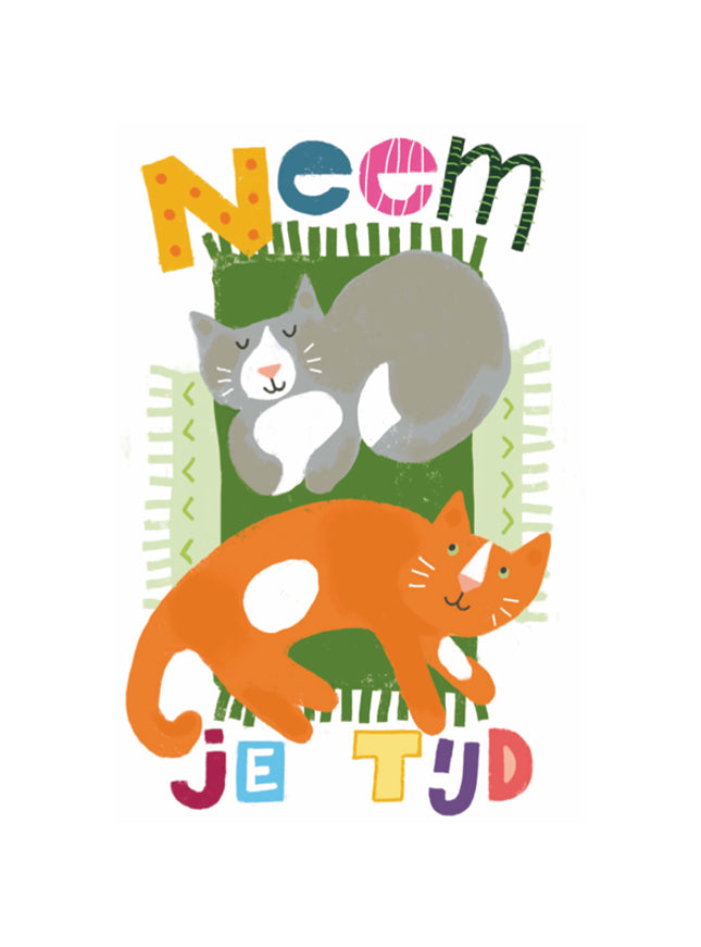 Wenskaart neem je tijd, katten (F15015)