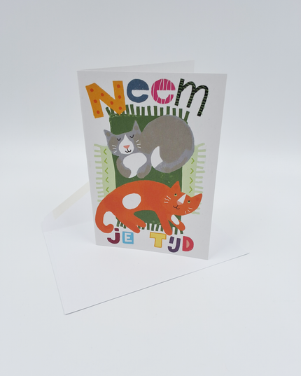 Wenskaart neem je tijd, katten (F15015)