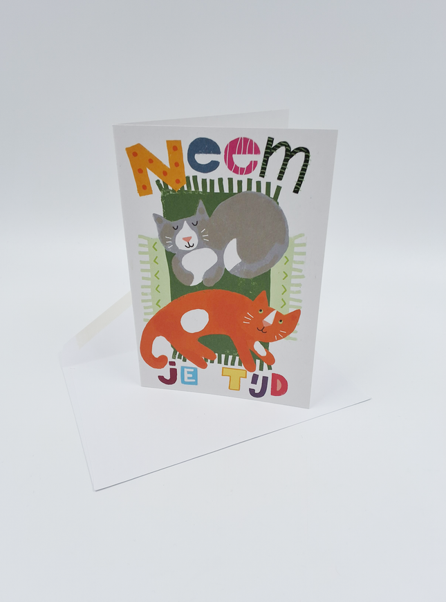 Wenskaart neem je tijd, katten (F15015)
