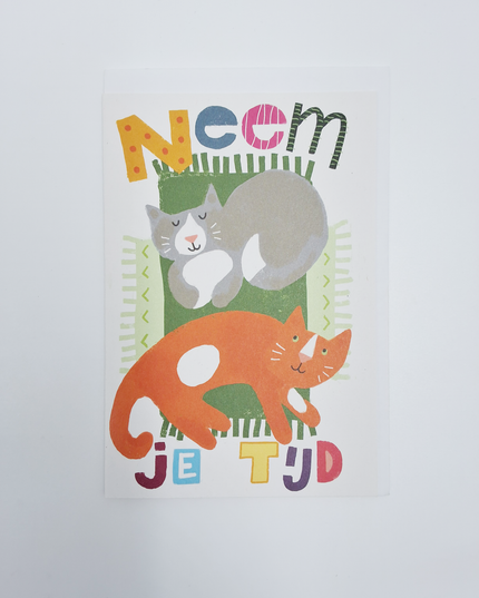 Wenskaart neem je tijd, katten (F15015)