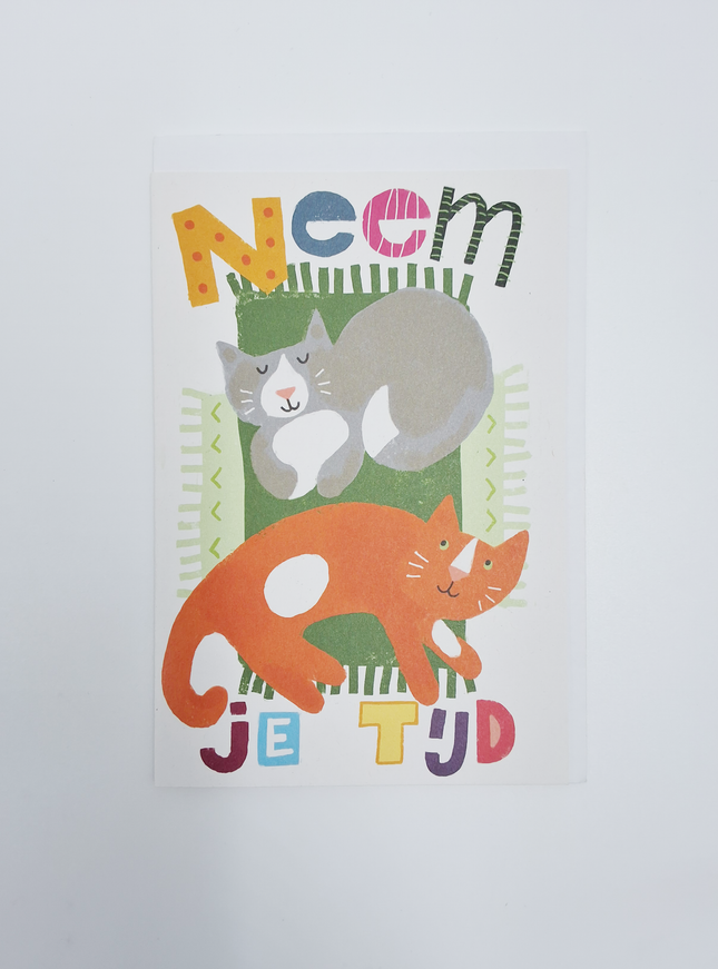 Wenskaart neem je tijd, katten (F15015)