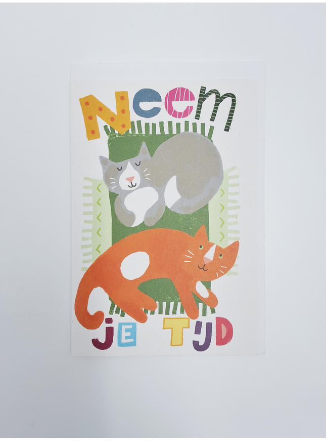 Wenskaart neem je tijd, katten (F15015)
