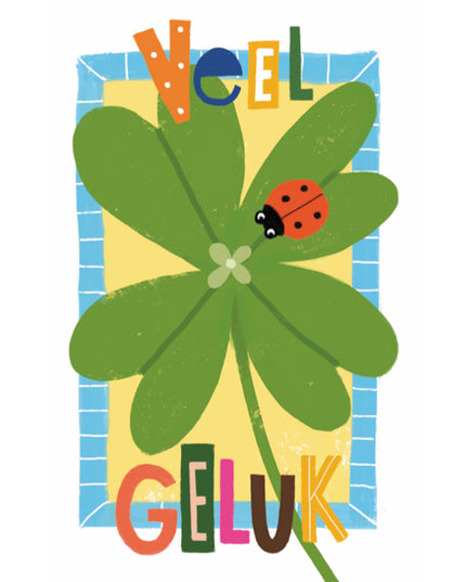 Wenskaart veel geluk klavertje 4 (F15016)