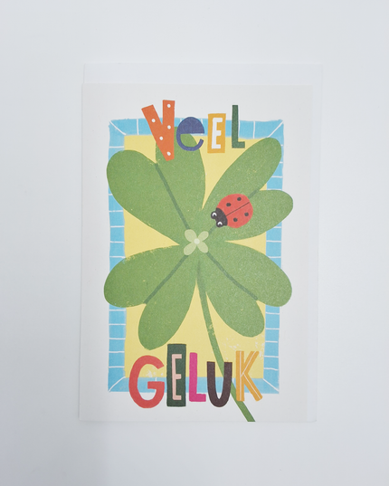 Wenskaart veel geluk klavertje 4 (F15016)