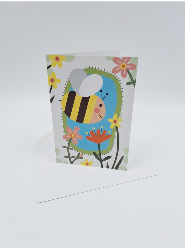Wenskaart bijen en bloemen (F15021)