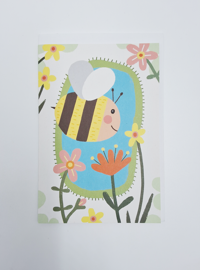 Wenskaart bijen en bloemen (F15021)