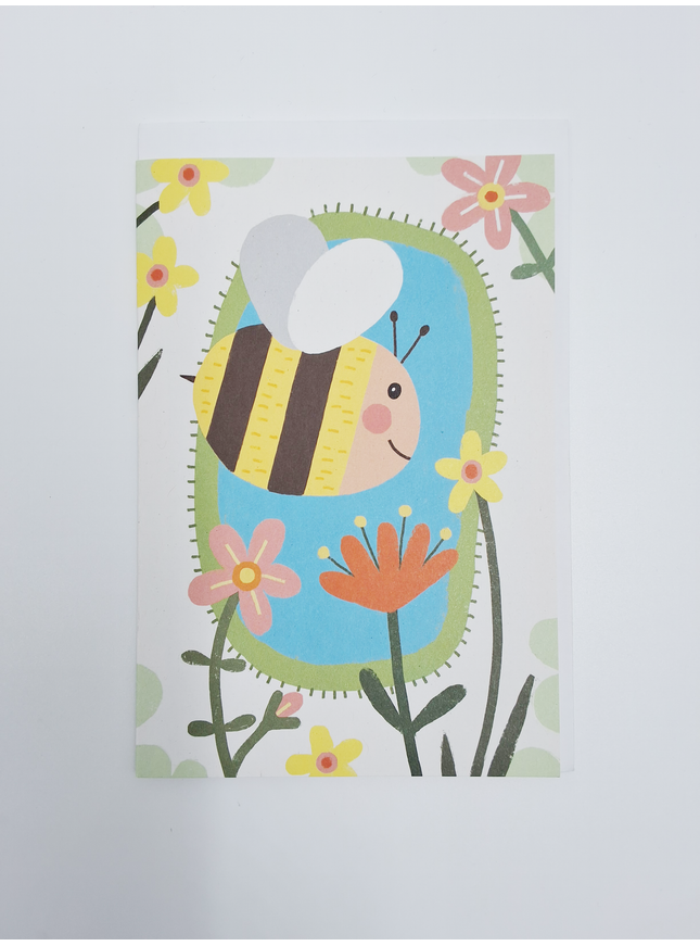 Wenskaart bijen en bloemen (F15021)