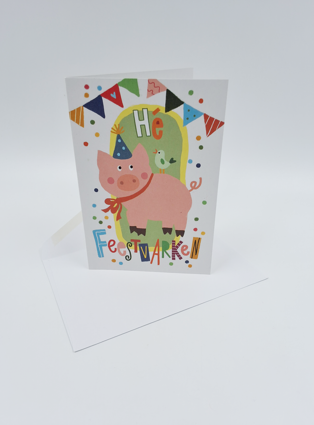 Wenskaart feestvarken (F15034)