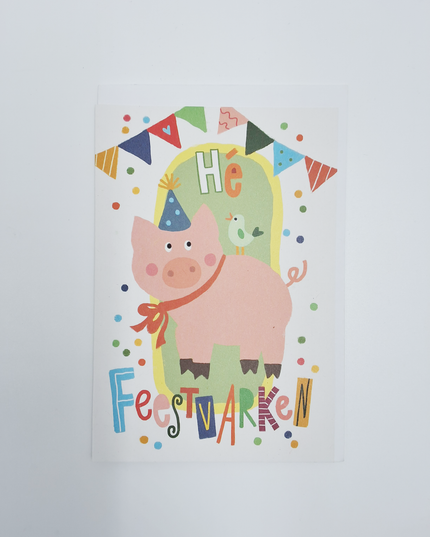 Wenskaart feestvarken (F15034)