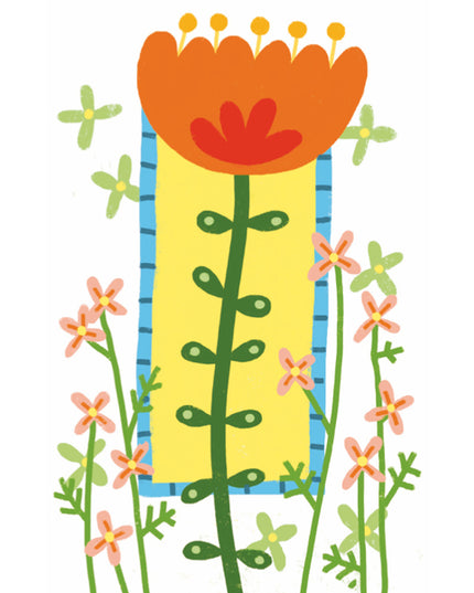 Wenskaart oranje bloem (F15038)