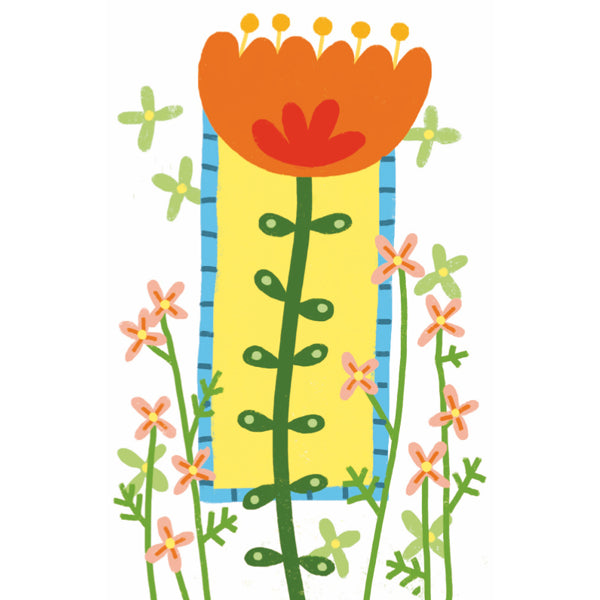 Wenskaart oranje bloem (F15038)