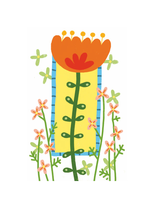 Wenskaart oranje bloem (F15038)