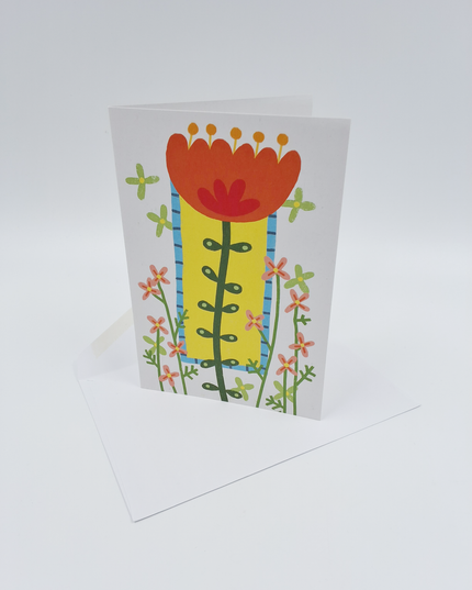 Wenskaart oranje bloem (F15038)