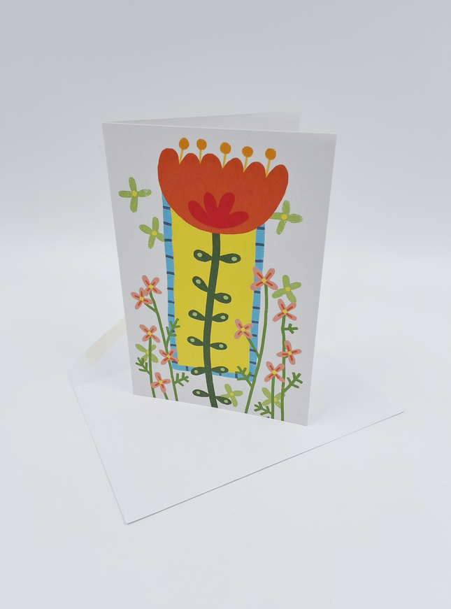 Wenskaart oranje bloem (F15038)