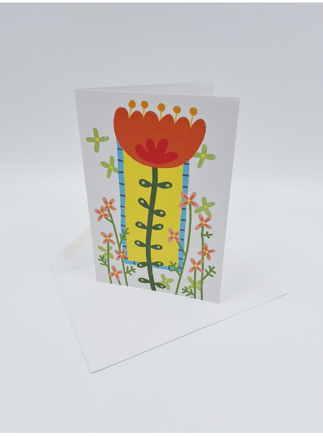 Wenskaart oranje bloem (F15038)