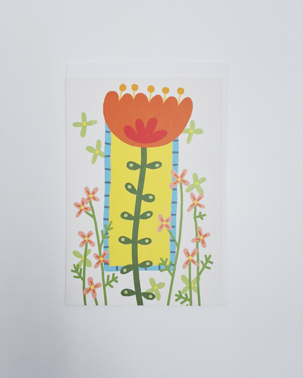 Wenskaart oranje bloem (F15038)