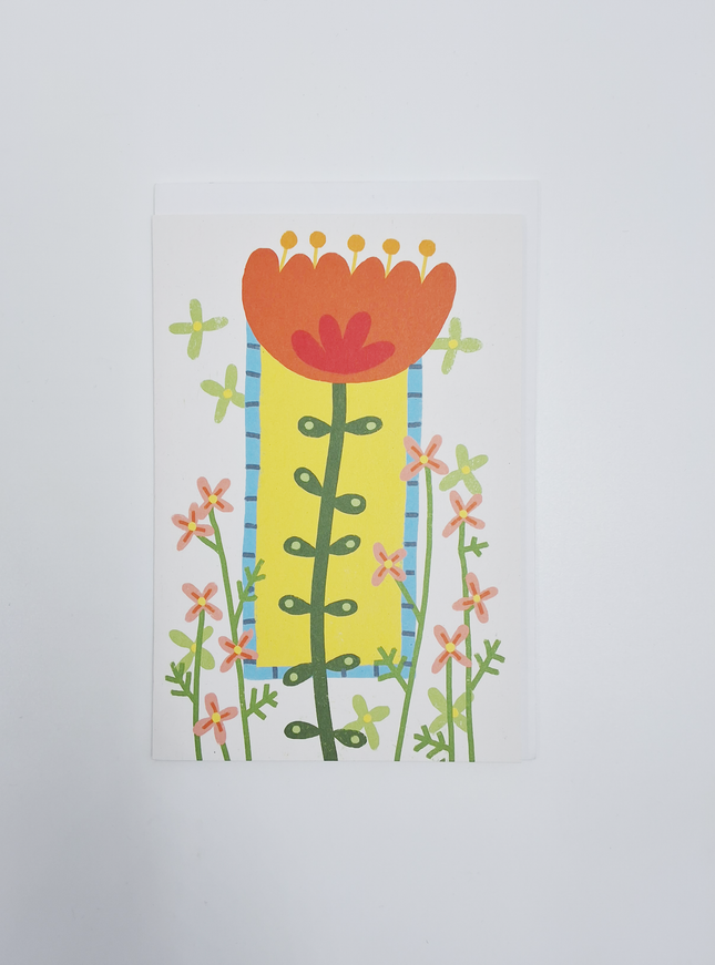 Wenskaart oranje bloem (F15038)