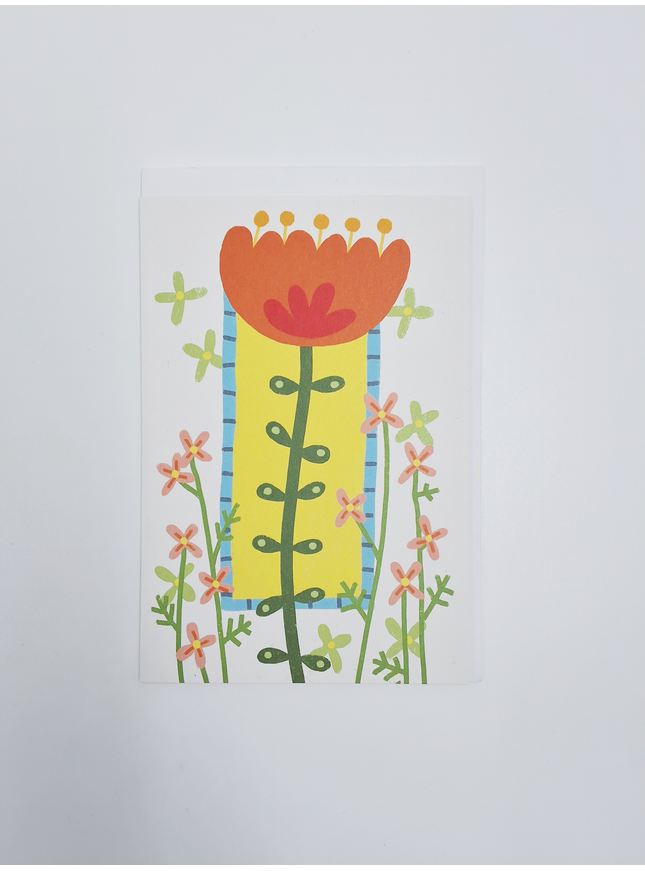 Wenskaart oranje bloem (F15038)