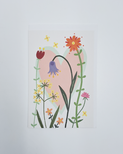 Wenskaart bloem met hart... (F15040)