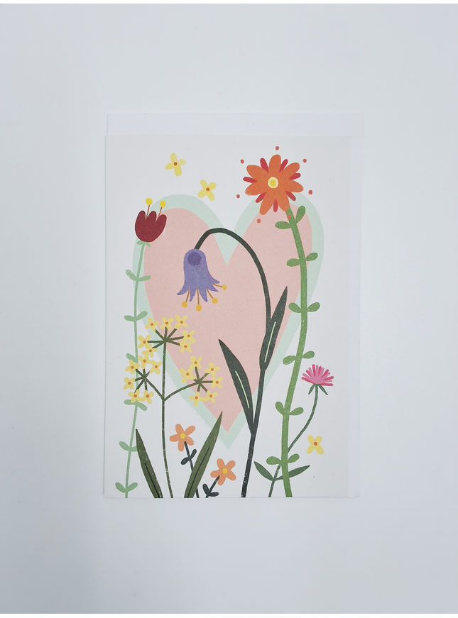 Wenskaart bloem met hart... (F15040)