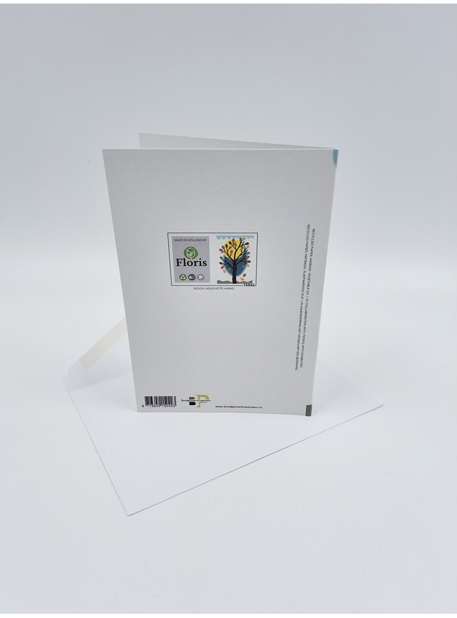 Greeting card moon, tree, leaves (F15042)