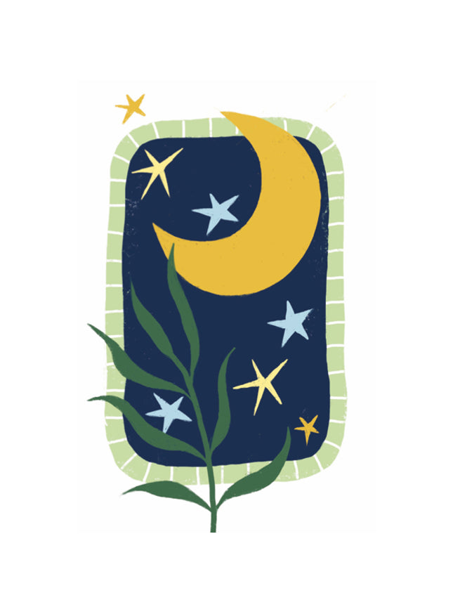 Greeting card moon and plant... (F15043)