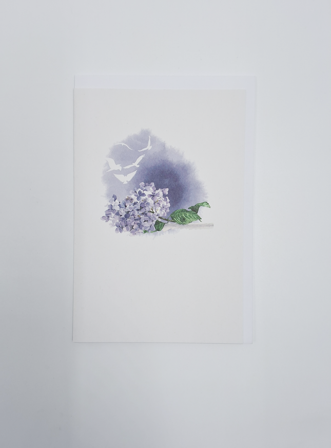 Wenskaart hortensia condoleance (F15210)