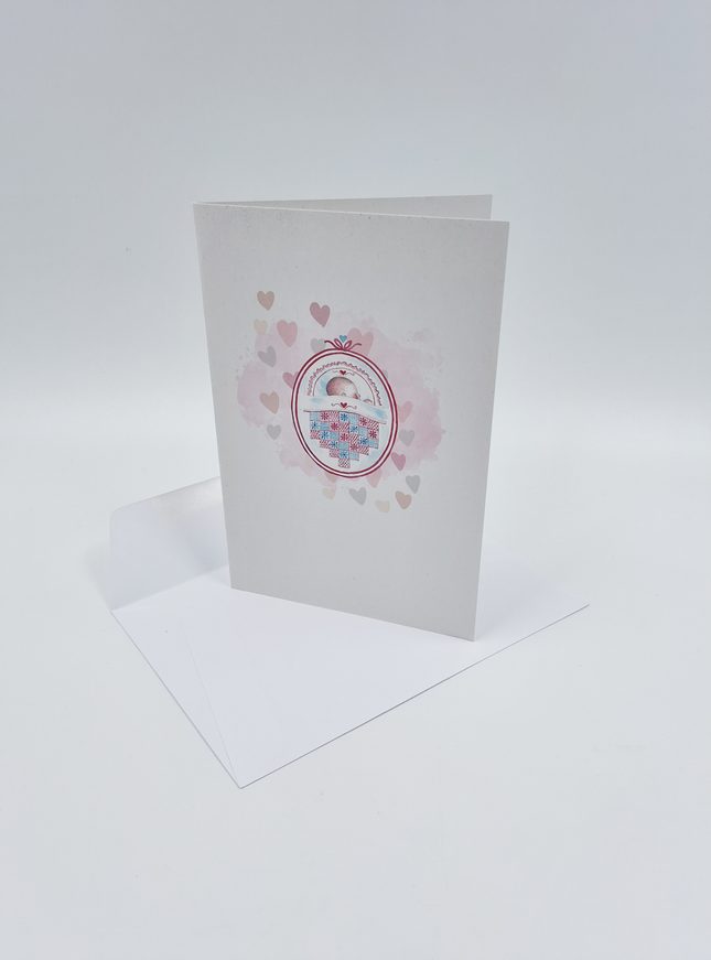 wenskaart geboorte roze (F15219)