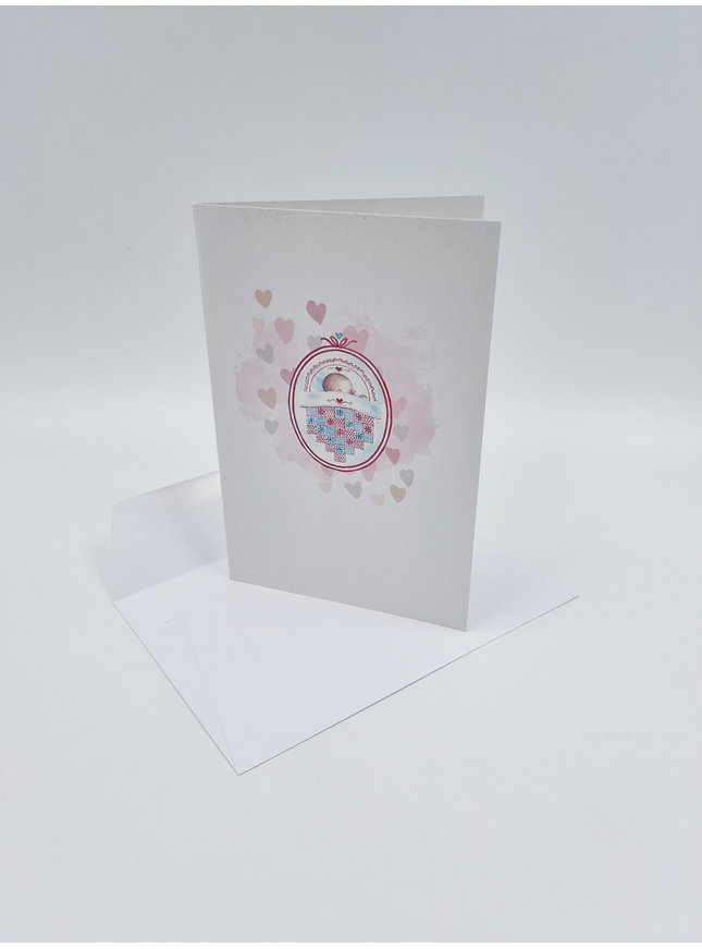 wenskaart geboorte roze (F15219)