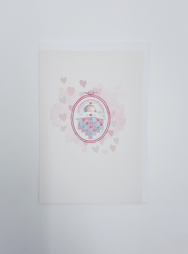wenskaart geboorte roze (F15219)