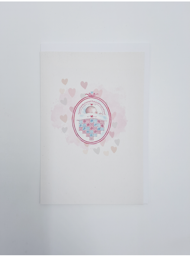 wenskaart geboorte roze (F15219)