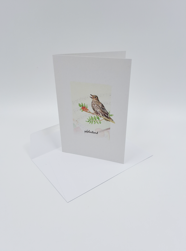 wenskaart vogel, gefeliciteerd (F15225)