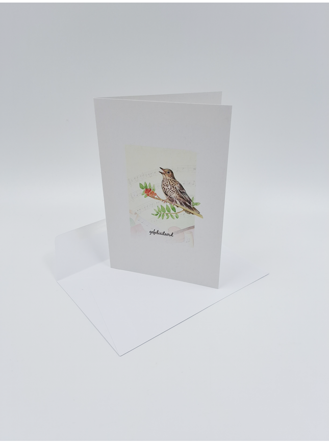 wenskaart vogel, gefeliciteerd (F15225)