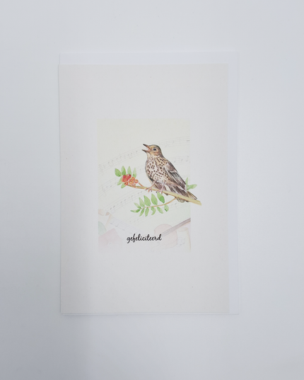 wenskaart vogel, gefeliciteerd (F15225)