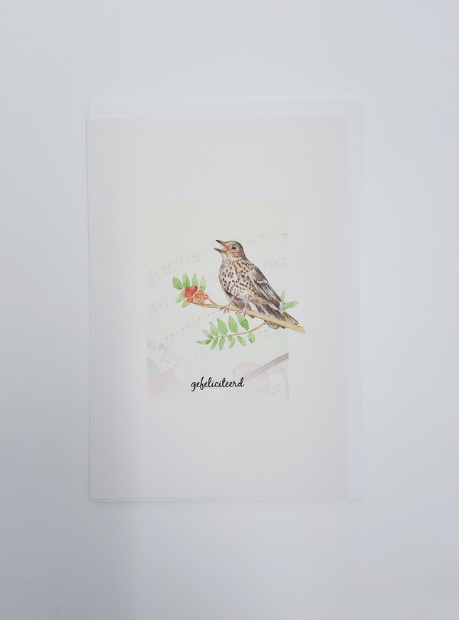 wenskaart vogel, gefeliciteerd (F15225)